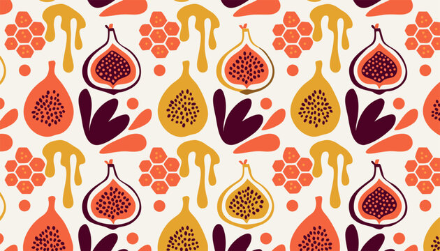 Fig and Honey Pattern Seamless Repeat with Warm Autumn Style.eps