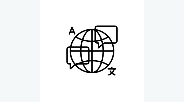 Global translation and communication icon with globe.