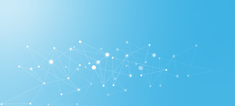 Vector network connection. Abstract mesh, molecular plexus line and abstract blue background with stars