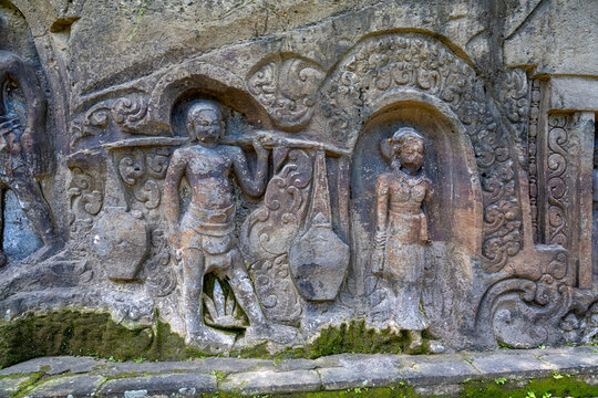 Bas reliefs de Yeh Pulu, Bali, Indon&eacute;sie
