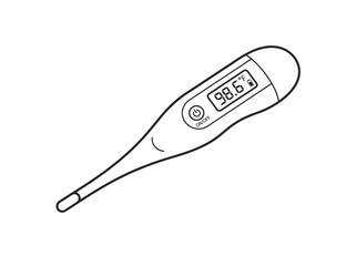 Digital thermometer displaying body temperature reading illustration