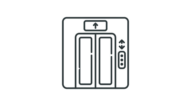 Modern elevator icon with up arrow and buttons.