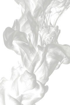 Abstract white smoke swirls on white background