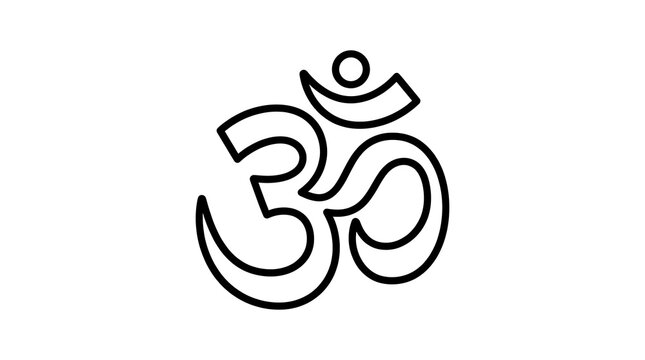 Black outline symbol of om icon representing hindu spirituality and meditation