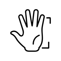 Fototapeta premium Hand palm scan icon for biometric identification and touch security.