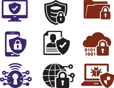 Cybersecurity and Data Protection Flat Icon Collection
