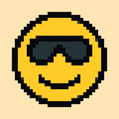 Fototapeta premium Pixel art emoticon set with cute retro style, expressional emoji icon for digital assets premium!
