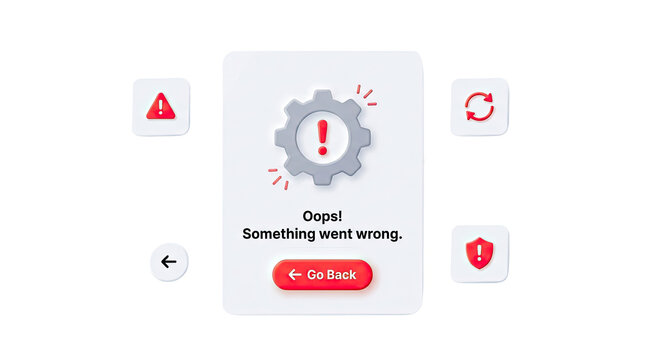 Website Error Page Oops Something Went Wrong Notification Design with Gear Icon