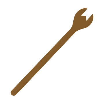 Minimalist wooden coffee stirrer icon with notched tip for beverage service isolated on white background coffee shop branding concept