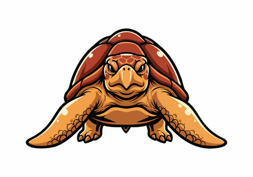 Angry cartoon turtle with detailed shell and claws