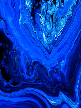 Creative abstract  hand painted background, fluid art, marble texture, blue color