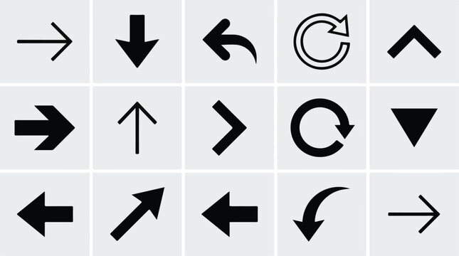 Arrow icons organized in a structured grid provide clear navigational cues for modern user interface and website design projects.
