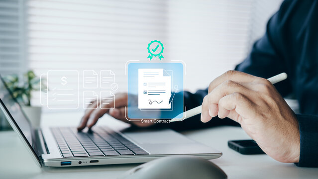 Smart contract automation, blockchain transaction, decentralized automation, crypto transaction, AI-powered contract execution, cloud-based legal document verification, agreements, e-contract system