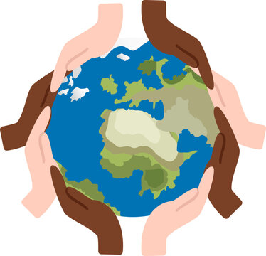Diverse hands holding globe unity earth protection environmental care multicultural cooperation global harmony teamwork planet earth nature conservation world peace