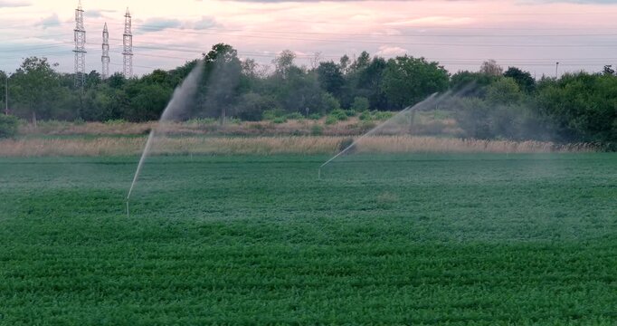 Drone flyby of irrigated agricultural field in Germany
