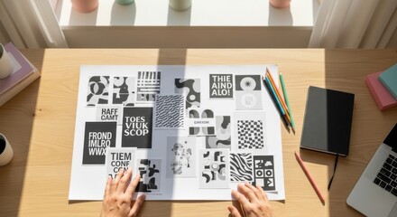 Obraz premium Creative Mood Board For Graphic Design Inspiration And Concept Development