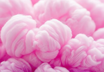 Obraz premium Soft Pink Cotton Candy Texture Macro Background - Abstract Fluffy Wool Fiber Close-up for Creative Design and Style