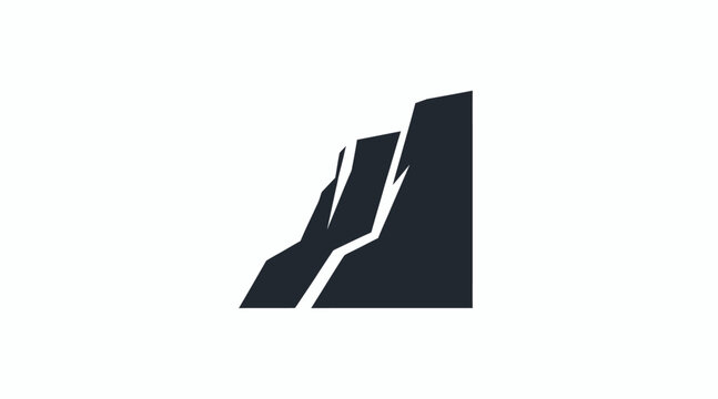Dark gray cliff silhouette against a white background