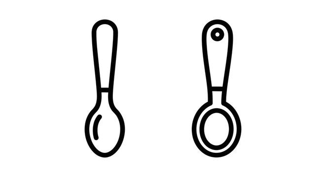 Cooking spoon and measuring spoon kitchen utensil icons with measuring culinary equipment household preparation gastronomy minimalist cookware tableware ingredient restaurant