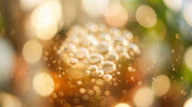 Golden Bubbles Abstract Bokeh Background - Festive and Celebratory Light Effects