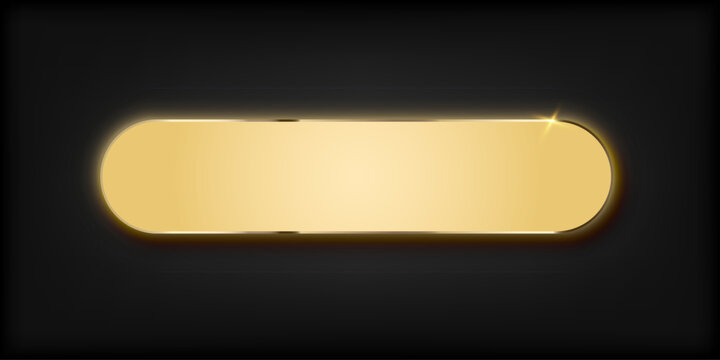 Luxurious gold button with metallic frame and elegant golden border. Premium 3D badge design for web interfaces and banner elements
