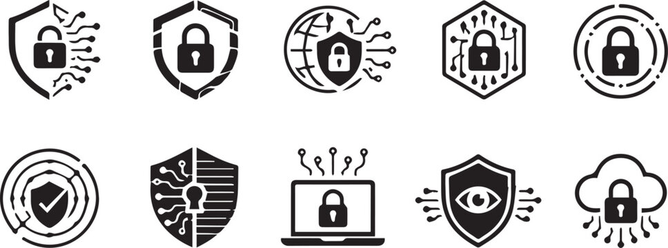 Cyber Security and Data Protection Icons Set &ndash; Digital Privacy and Network Security Vector Collection