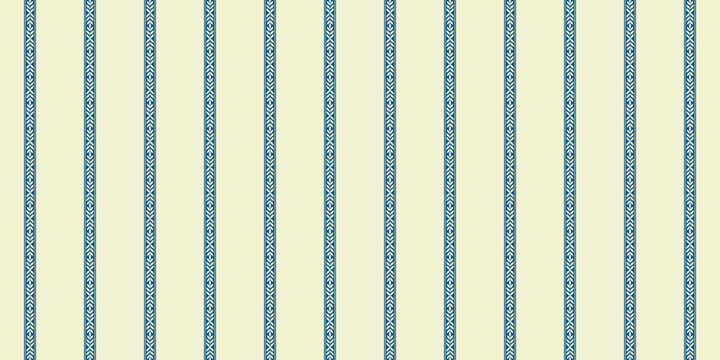 Seamless dark blue vertical herringbone lace stripe vector pattern for cream ethnic wallpaper and luxury textile print