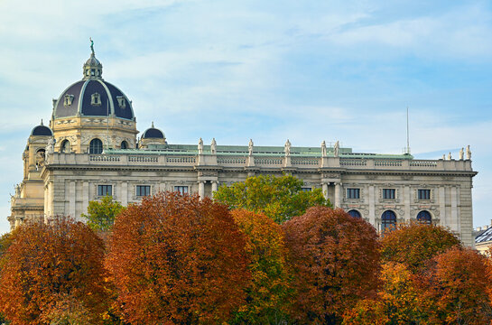 Scenic Autumn View of the Naturhistorisches Museum Wien in Vienna Austria