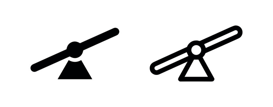 Seesaw or balance icon, representing equilibrium, comparison, stability, and equal weight or fairness.