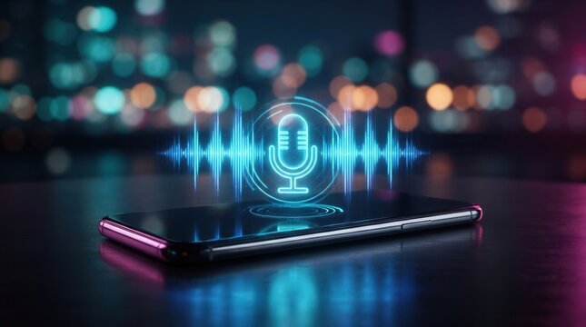 Smart assistant app for speech commands on a smartphone with AI voice recognition technology.
