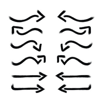 Hand Drawn Arrow Icon Set Black Vector Collection