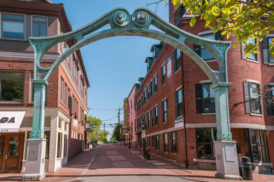 Portsmouth, NH, US-May 31, 2026: The iconic Musical Hall on Chestnut Street in downtown.