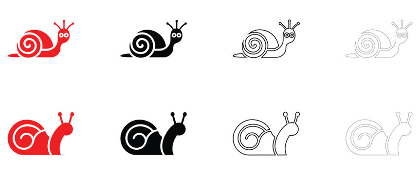 Snail icon vector, spiral snail shell animal nature icon vector, silhouette and line art illustration