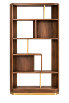 Modern walnut open bookcase with elegant contemporary shelving design