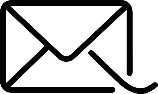 Minimalist black line envelope mail icon abstract vector illustration for digital communication email letter website isolated on white background