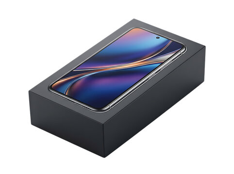 Modern black smartphone with colorful abstract screen display