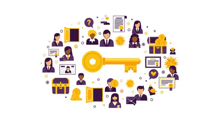 Naklejka premium Business Concept of Key to Success and Talent Management Illustration