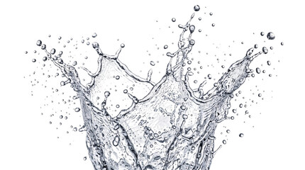 Dynamic water splash with droplets against black png isolated on transparent background © PNG Studio 99