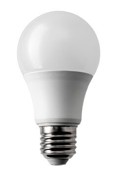 Energy saving E27 LED light bulb with Edison screw base, representation of ideas, innovation, green technology, and electricity.