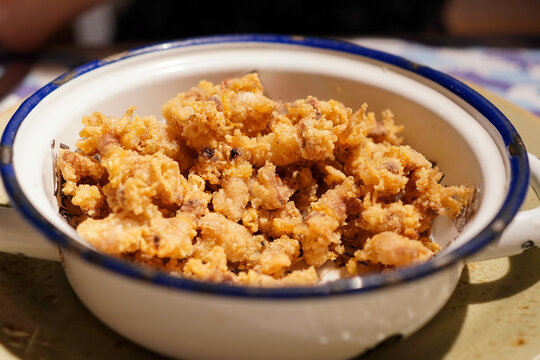 Traditional Spanish Tapas Chipirones Fritos Fried Baby Squid in a Bowl