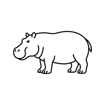 Hippopotamus Outline Vector Icon