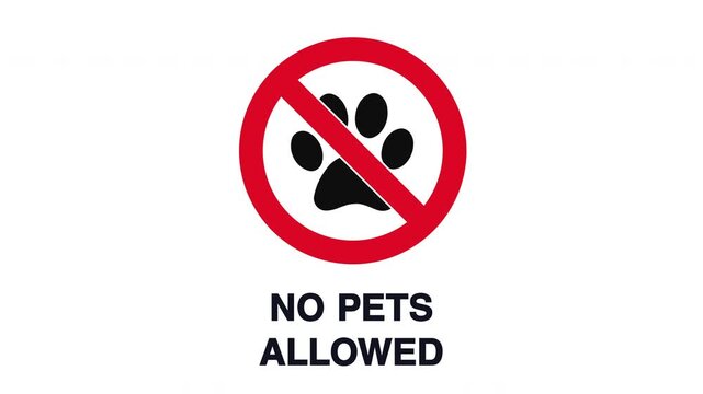 No Pets Allowed Red Sign with paw