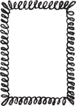 Looped crayon frame with hand drawn texture. Black crayon border with white space for photos and text