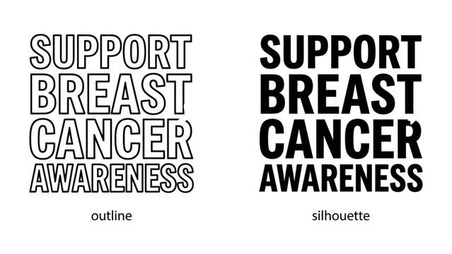 Breast Cancer Awareness Support: Two graphic representations, one outlined and one silhouetted, convey a powerful message of support for breast cancer awareness, urging advocacy and remembrance.