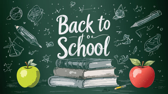 Back to school lettering on green chalkboard