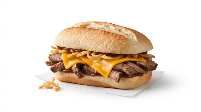 Smoked Beef Sandwich Isolated on White Background