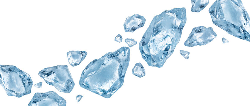 Shattered ice crystals, isolated on transparent background