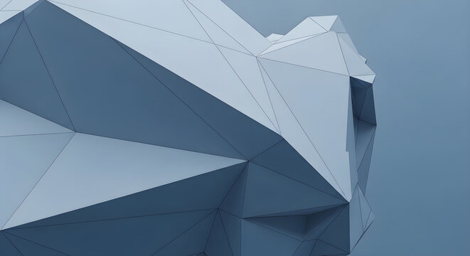 Abstract Geometric Blue Low Poly Background Featuring Triangulated Surface Design and Modern Structural Architectural Art Style