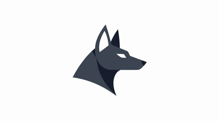 Geometric dark grey wolf head profile mascot. © vuy