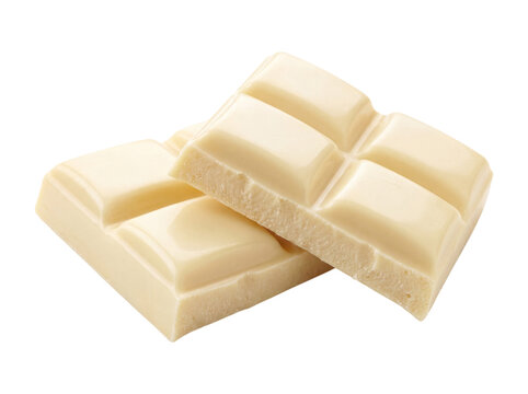 White chocolate bars stacked, isolated on transparent background